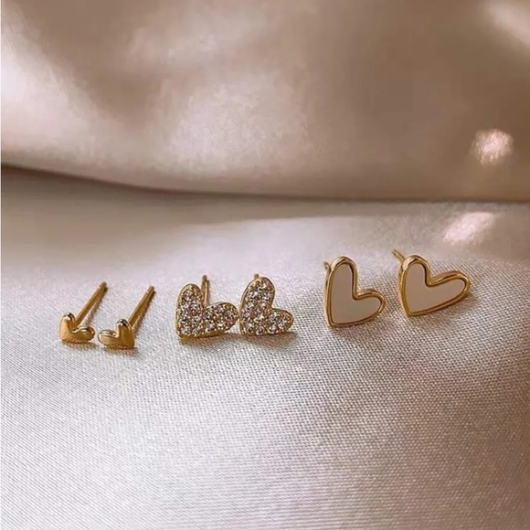 ($5) Delicate Heart Earrings Set - Picture 3 of 3